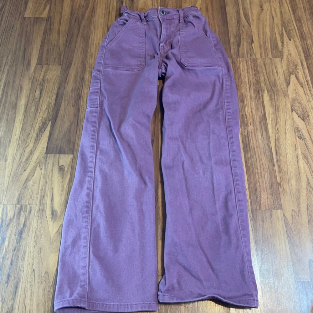 Levi's Girls Size 10 Wide Leg Carpenter Pants Purple Stretch Utility Jeans